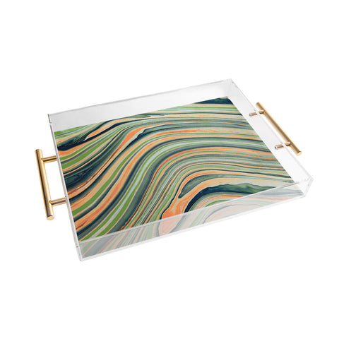 Marta Barragan Camarasa Watercolor marble waves Acrylic Tray