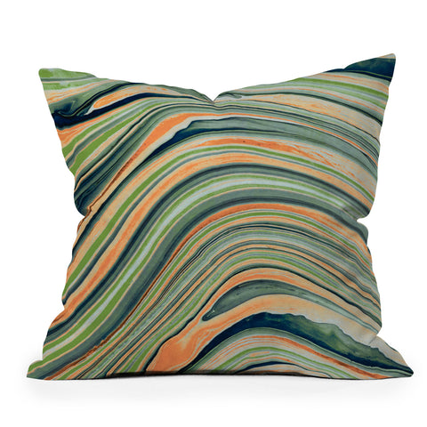 Marta Barragan Camarasa Watercolor marble waves Outdoor Throw Pillow