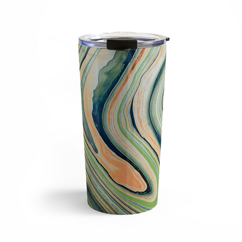 Marta Barragan Camarasa Watercolor marble waves Travel Mug