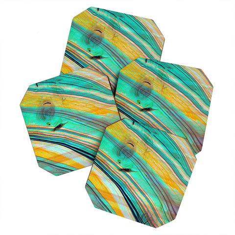 Marta Barragan Camarasa Watercolor strokes on wood I Coaster Set