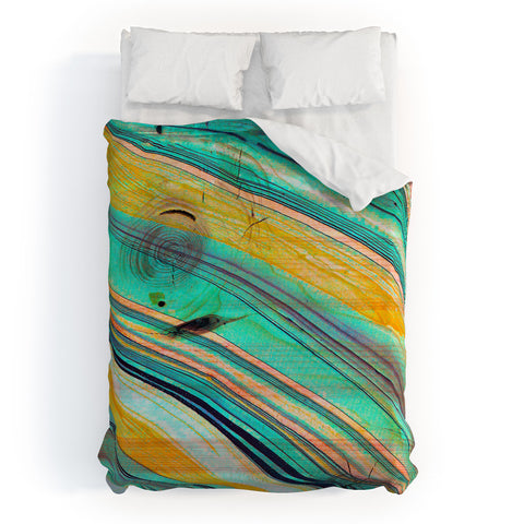 Marta Barragan Camarasa Watercolor strokes on wood I Duvet Cover