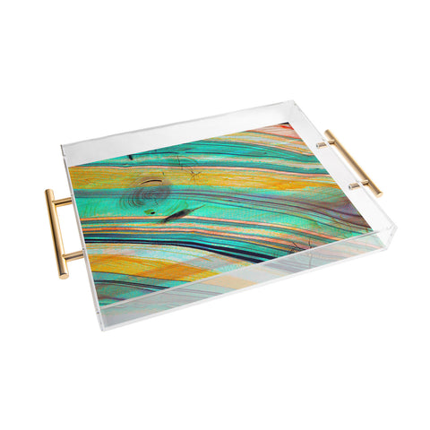 Marta Barragan Camarasa Watercolor strokes on wood I Acrylic Tray