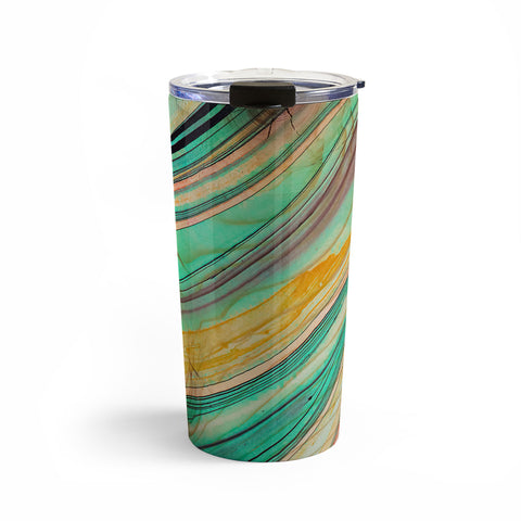 Marta Barragan Camarasa Watercolor strokes on wood I Travel Mug
