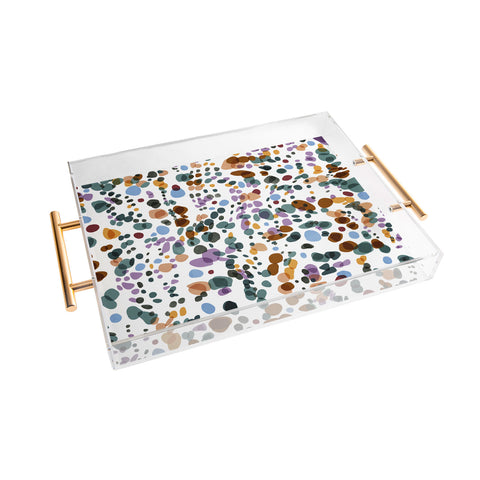 Marta Barragan Camarasa Waves dots colorful Acrylic Tray