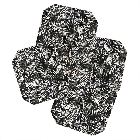 Marta Barragan Camarasa Wild abstract jungle on black Coaster Set