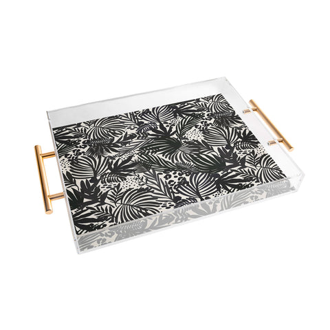Marta Barragan Camarasa Wild abstract jungle on black Acrylic Tray