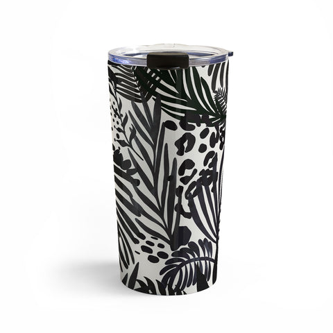 Marta Barragan Camarasa Wild abstract jungle on black Travel Mug