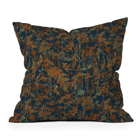 Marta Barragan Camarasa Wild Dark Forest Foliage Outdoor Throw Pillow