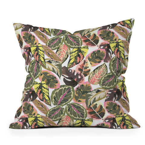 Marta Barragan Camarasa Wild jungle botanical leaves 6 Outdoor Throw Pillow