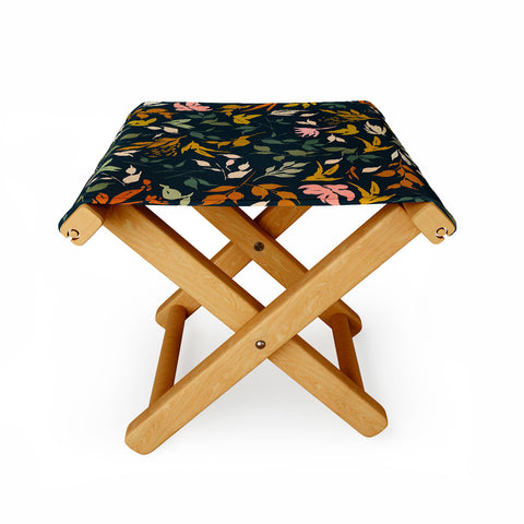 Marta Barragan Camarasa Wild leaves nature dark Folding Stool