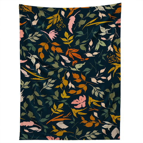 Marta Barragan Camarasa Wild leaves nature dark Tapestry