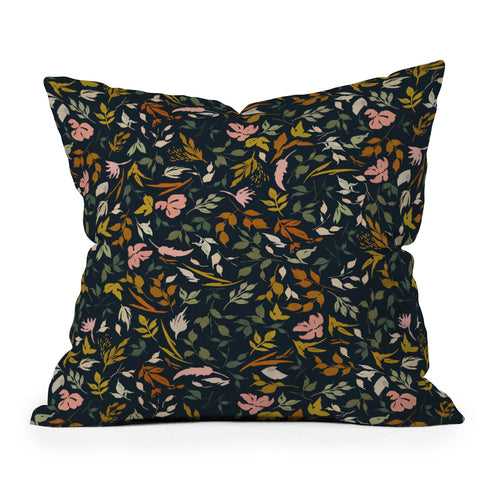 Marta Barragan Camarasa Wild leaves nature dark Throw Pillow