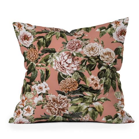 Marta Barragan Camarasa Wild rose meadow blooming Outdoor Throw Pillow