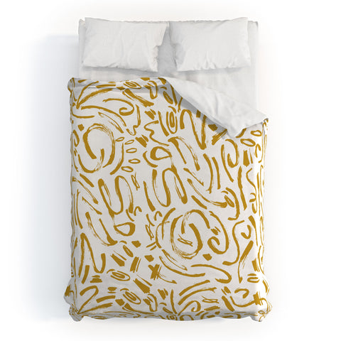 Marta Barragan Camarasa Wildness abstract brushstrokes Duvet Cover