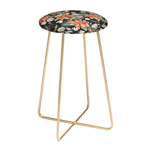 Marta Barragan Camarasa Winter night floral lush Counter Stool