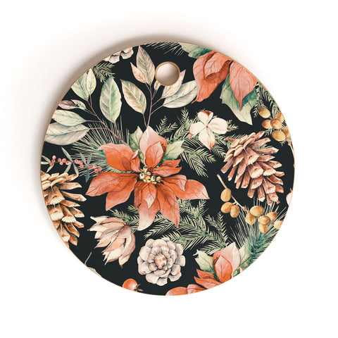 Marta Barragan Camarasa Winter night floral lush Cutting Board Round