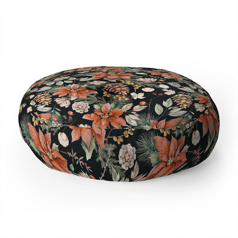 Marta Barragan Camarasa Winter night floral lush Floor Pillow Round