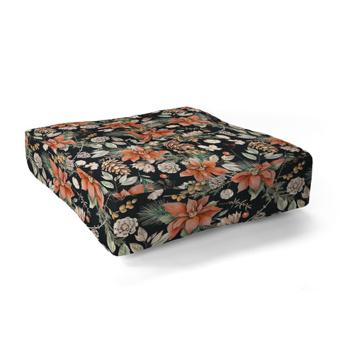Marta Barragan Camarasa Winter night floral lush Floor Pillow Square