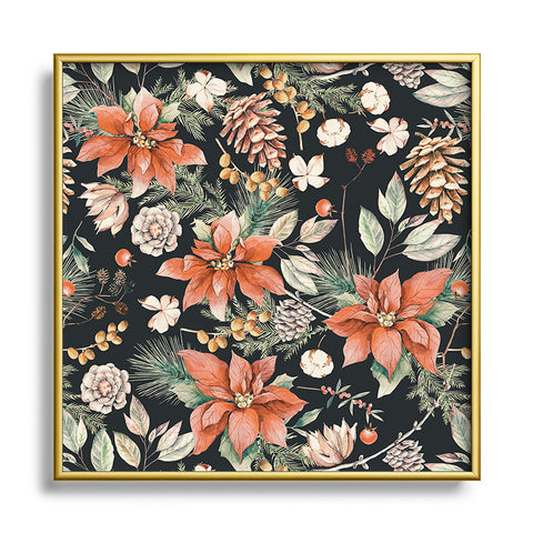 Marta Barragan Camarasa Winter night floral lush Square Metal Framed Art Print