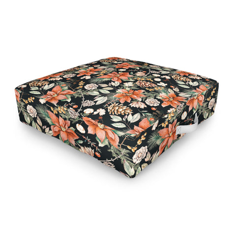 Marta Barragan Camarasa Winter night floral lush Outdoor Floor Cushion
