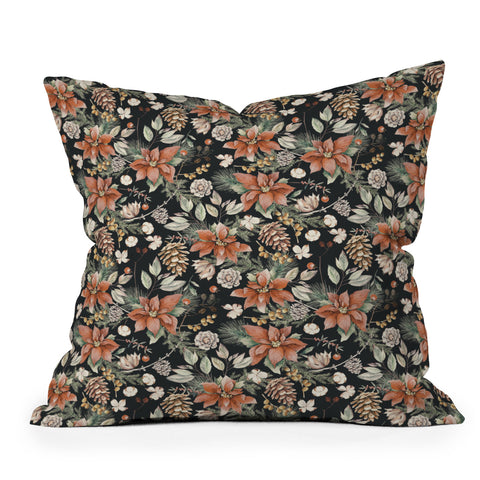 Marta Barragan Camarasa Winter night floral lush Throw Pillow