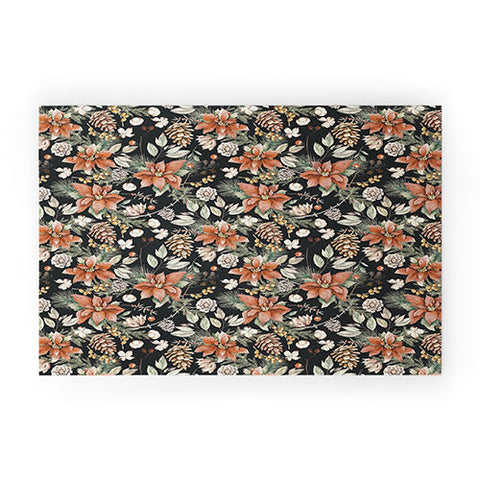 Marta Barragan Camarasa Winter night floral lush Welcome Mat