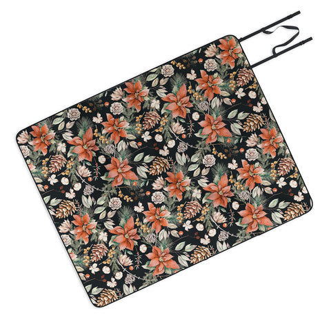 Marta Barragan Camarasa Winter night floral lush Picnic Blanket
