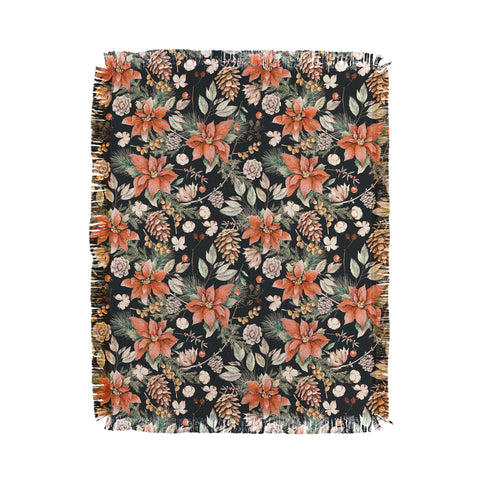 Marta Barragan Camarasa Winter night floral lush Throw Blanket
