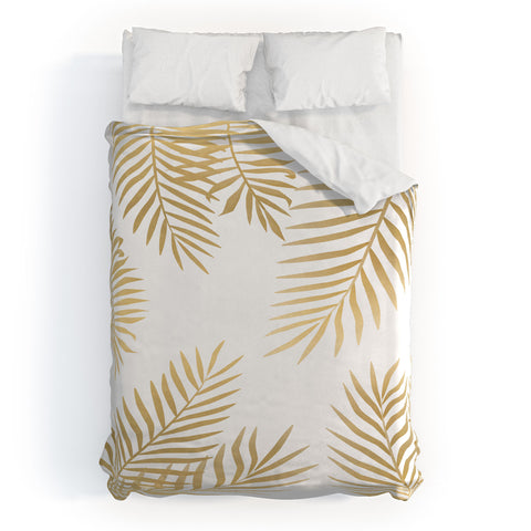 Marta Olga Klara Gold palm leaves Duvet Cover