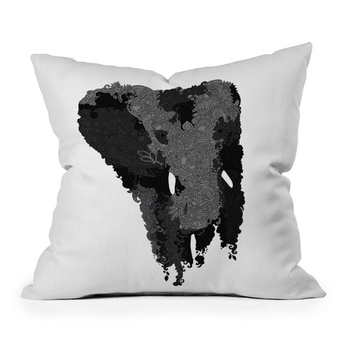Martin Bunyi Elephant Gray Outdoor Throw Pillow