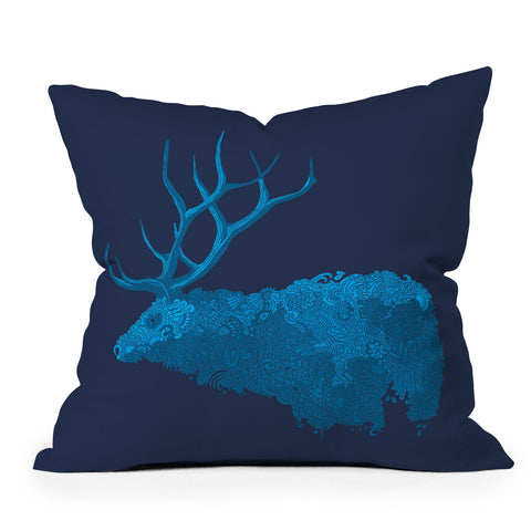 Martin Bunyi Elk Blue Outdoor Throw Pillow