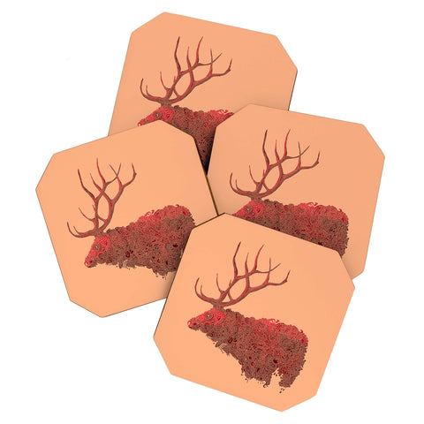 Martin Bunyi Elk Red Coaster Set