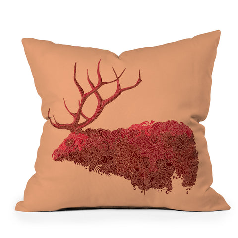 Martin Bunyi Elk Red Outdoor Throw Pillow