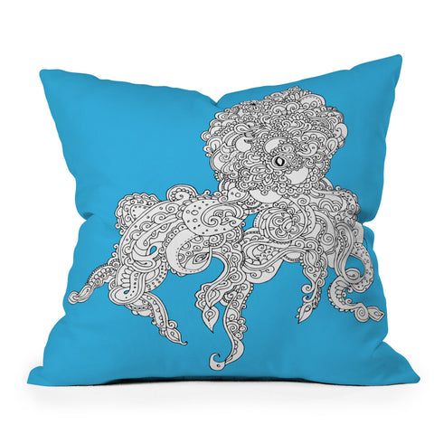 Martin Bunyi Octopus Blue Outdoor Throw Pillow