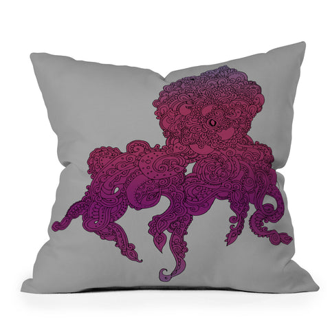 Martin Bunyi Octopus Purple Outdoor Throw Pillow