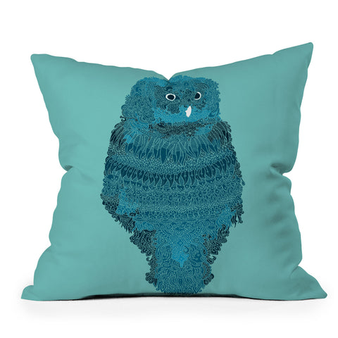 Martin Bunyi Owl Blue Outdoor Throw Pillow