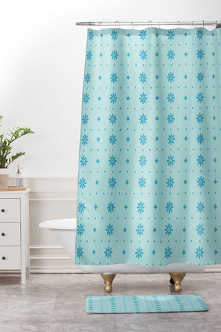 marufemia Christmas snowflake blue Shower Curtain And Mat