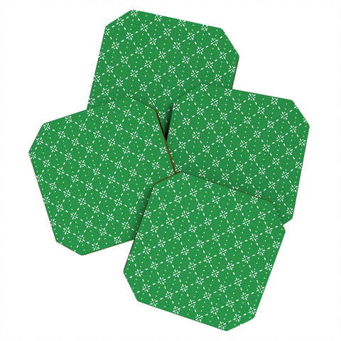 marufemia Christmas snowflake green Coaster Set