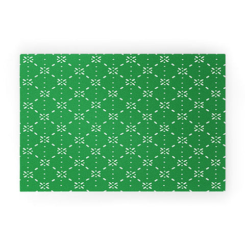 marufemia Christmas snowflake green Welcome Mat