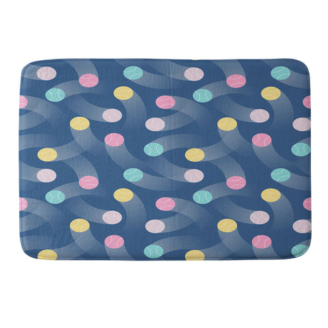 marufemia Colorful pastel tennis balls blue Memory Foam Bath Mat