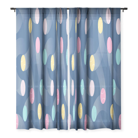 marufemia Colorful pastel tennis balls blue Sheer Non Repeat