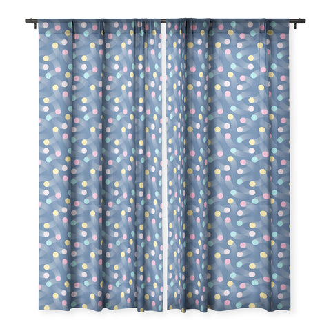 marufemia Colorful pastel tennis balls blue Sheer Window Curtain