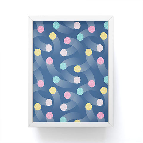 marufemia Colorful pastel tennis balls blue Framed Mini Art Print