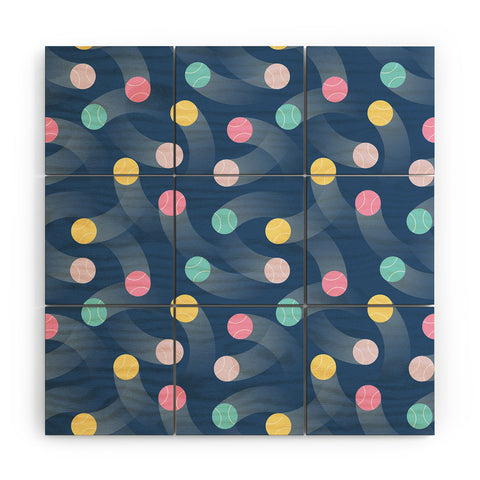 marufemia Colorful pastel tennis balls blue Wood Wall Mural