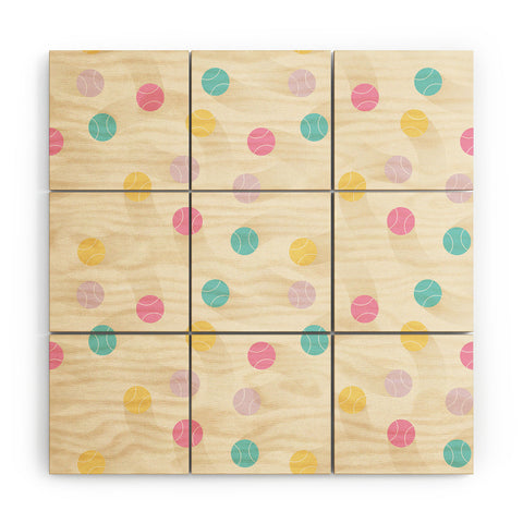 marufemia Colorful pastel tennis balls Wood Wall Mural