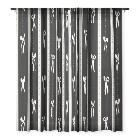 marufemia Coquette bows black and white Sheer Non Repeat