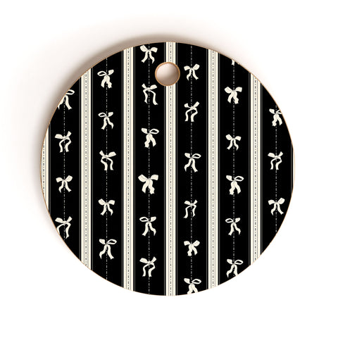 marufemia Coquette bows black and white Cutting Board Round