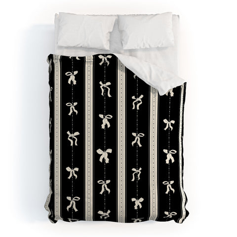 marufemia Coquette bows black and white Duvet Cover