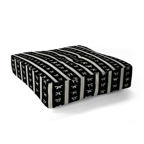 marufemia Coquette bows black and white Floor Pillow Square