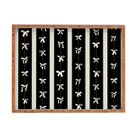 marufemia Coquette bows black and white Rectangular Tray